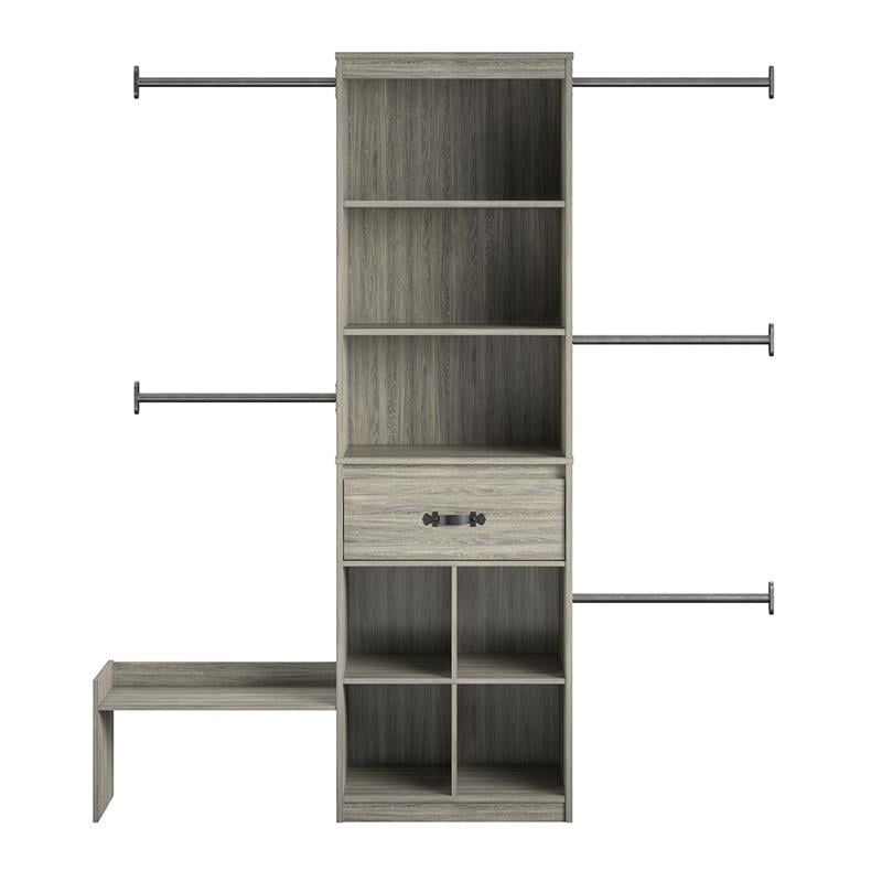 Little Seeds Nova Grow with Me Grey Oak Adjustable Closet Organizer System