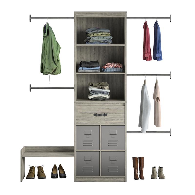 Little Seeds Nova Grow with Me Grey Oak Adjustable Closet Organizer System