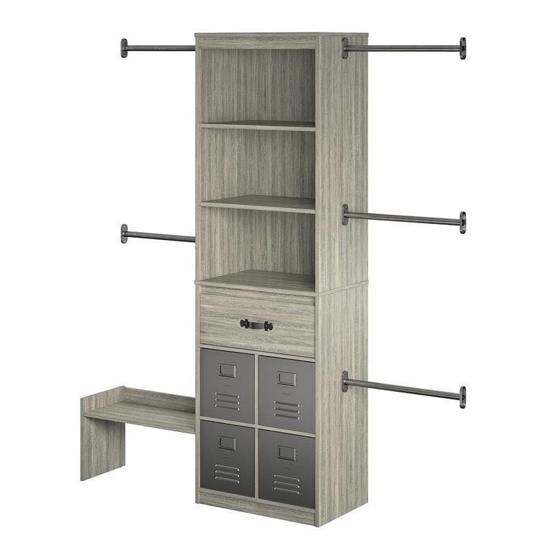 Little Seeds Nova Grow with Me Grey Oak Adjustable Closet Organizer System
