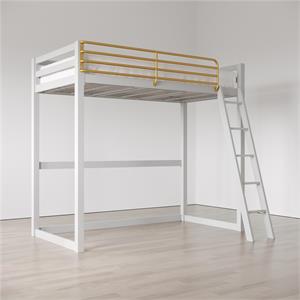Little Seeds Monarch Hill Haven Twin Metal Loft Bed in Dove Gray & Gold