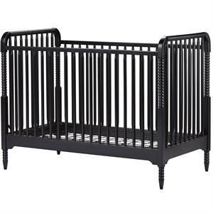 little seeds rowan valley linden wooden baby crib with spindle work in black