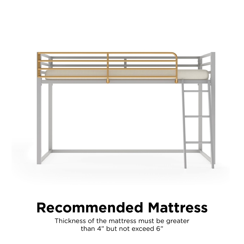 Little Seeds Monarch Hill Haven Twin Size Metal Junior Loft Bed in Dove Gray