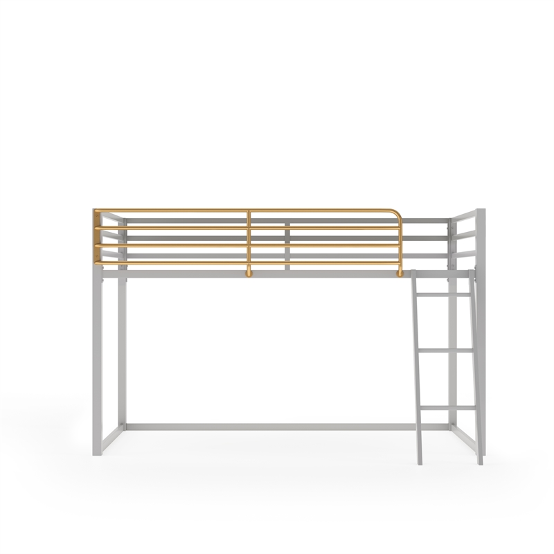 Little Seeds Monarch Hill Haven Twin Size Metal Junior Loft Bed in Dove Gray