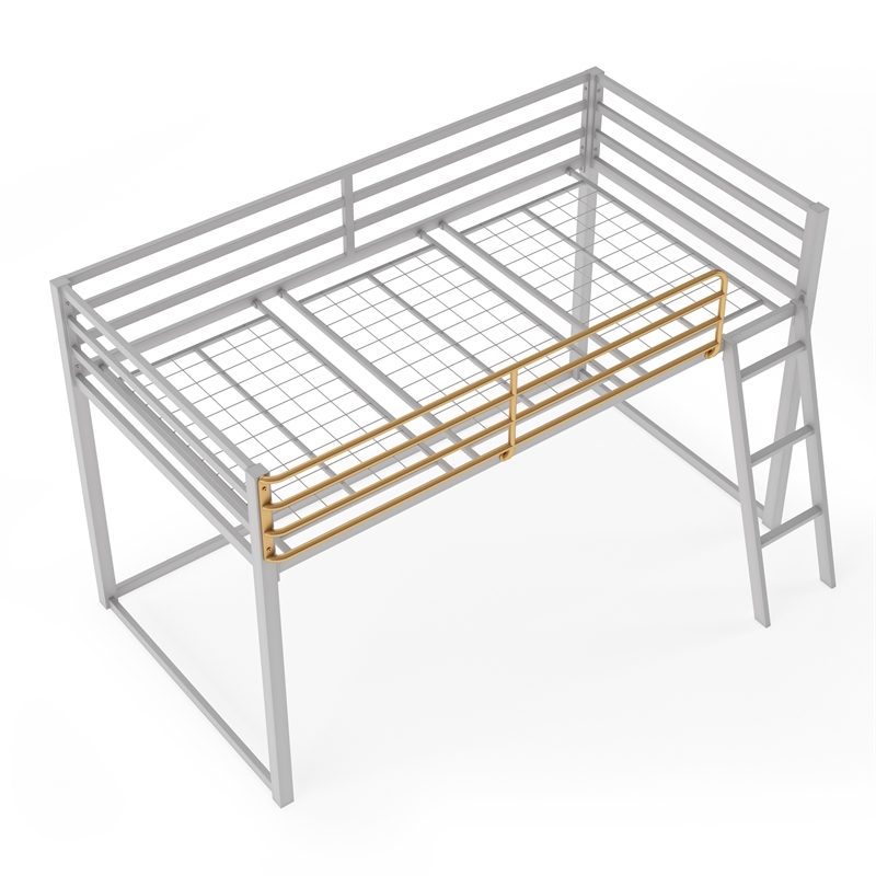 Little Seeds Monarch Hill Haven Twin Size Metal Junior Loft Bed in Dove Gray