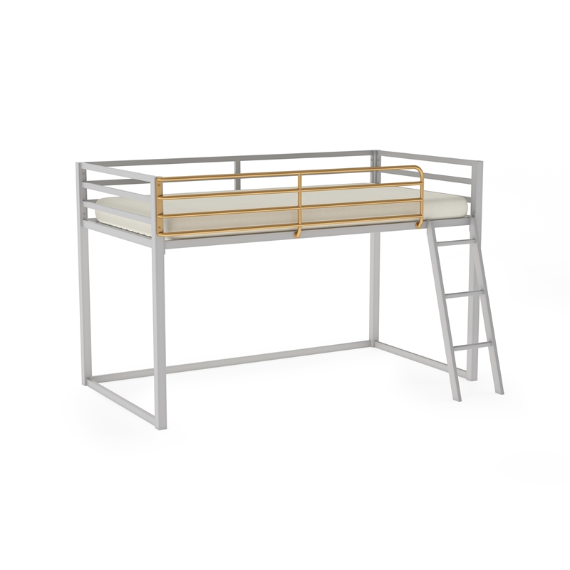 Little Seeds Monarch Hill Haven Twin Size Metal Junior Loft Bed in Dove Gray