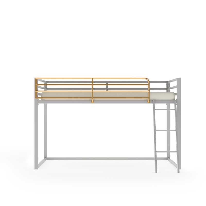 Little Seeds Monarch Hill Haven Twin Size Metal Junior Loft Bed in Dove Gray