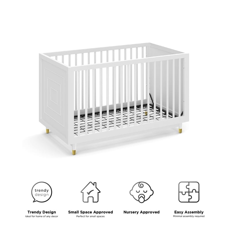 Little Seeds Aviary 3-in-1 Crib with Adjustable Mattress Height in White