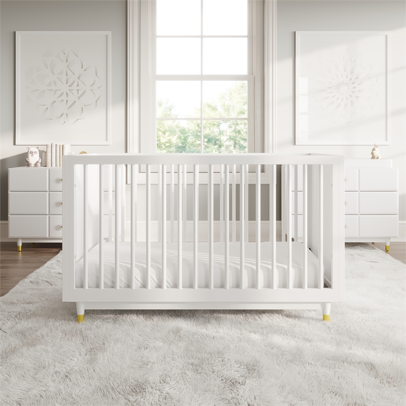 Little Seeds Aviary 3-in-1 Crib with Adjustable Mattress Height in White