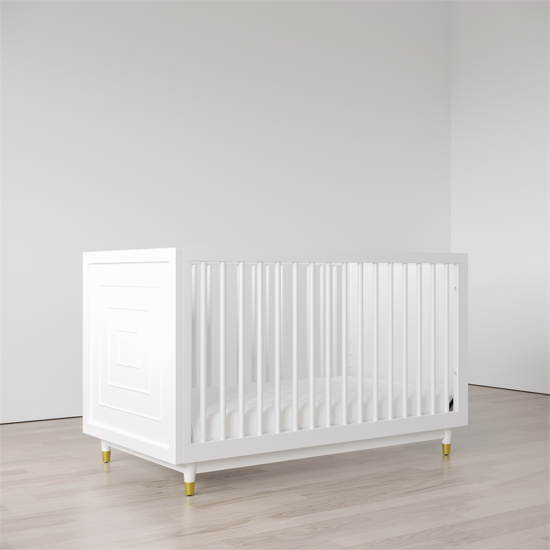Little Seeds Aviary 3-in-1 Crib with Adjustable Mattress Height in White