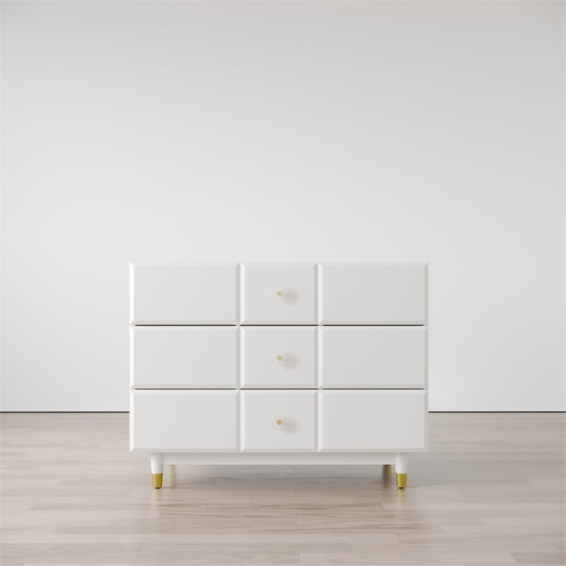 Little Seeds Aviary 3-Drawer Dresser with Gold Hardware in White