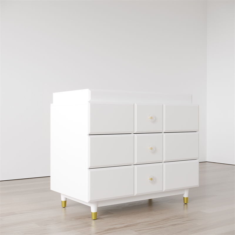 Little Seeds Aviary 3-Drawer Dresser with Gold Hardware in White