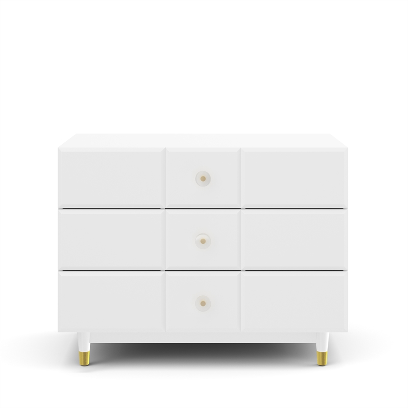 Little Seeds Aviary 3-Drawer Dresser with Gold Hardware in White