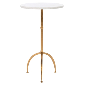 Maklaine Marble Accent Table in White and Gold