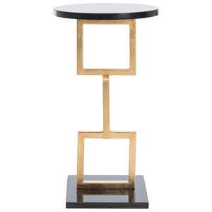 Maklaine Iron and Marble Accent Table in Gold and Black