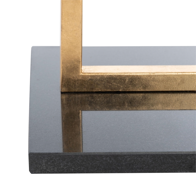 Maklaine Iron and Marble Accent Table in Gold and Black