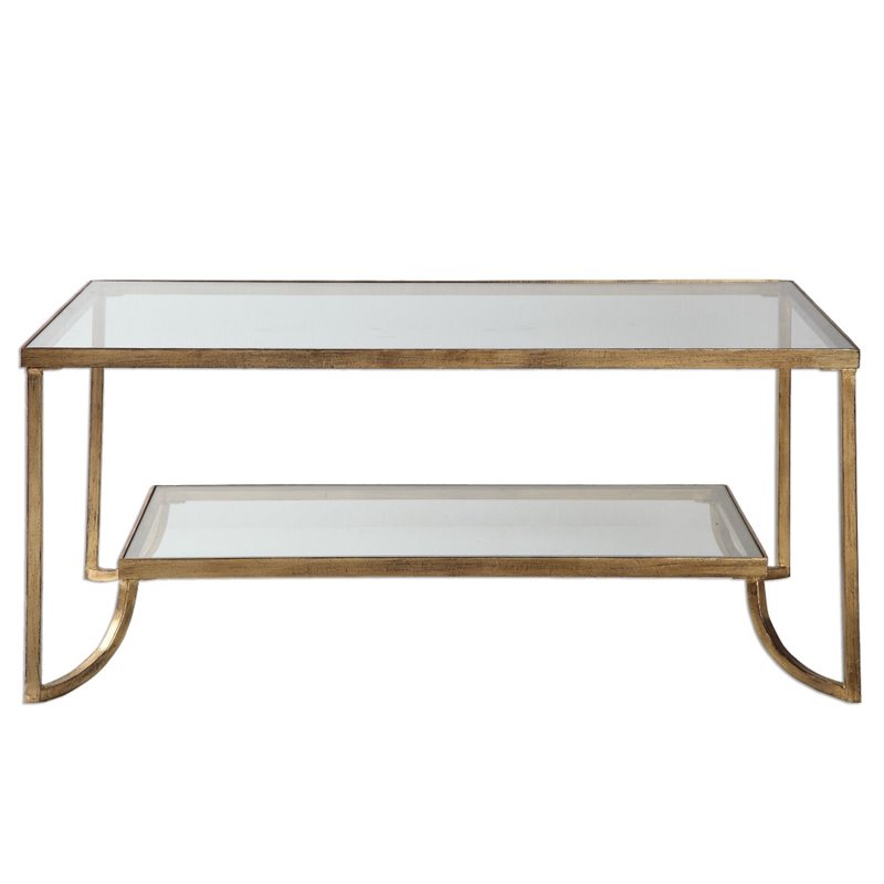 Maklaine Rectangular Gold Leaf Coffee Table