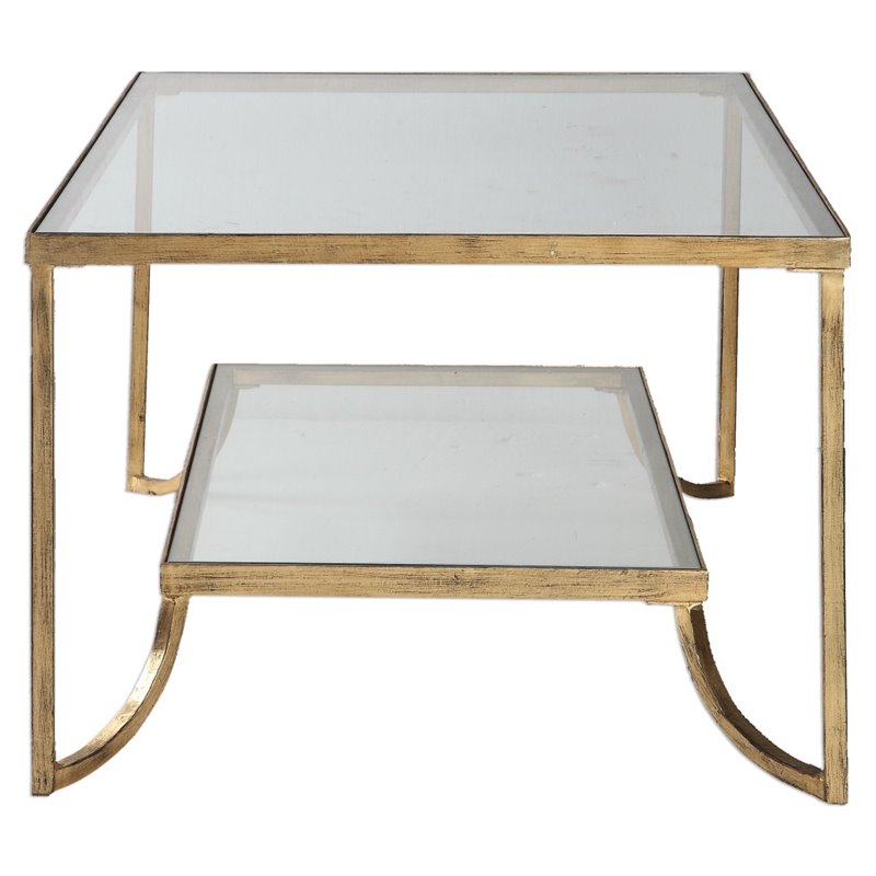 Maklaine Rectangular Gold Leaf Coffee Table