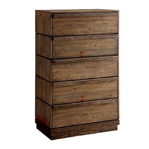 maklaine 5 drawer chest in rustic natural