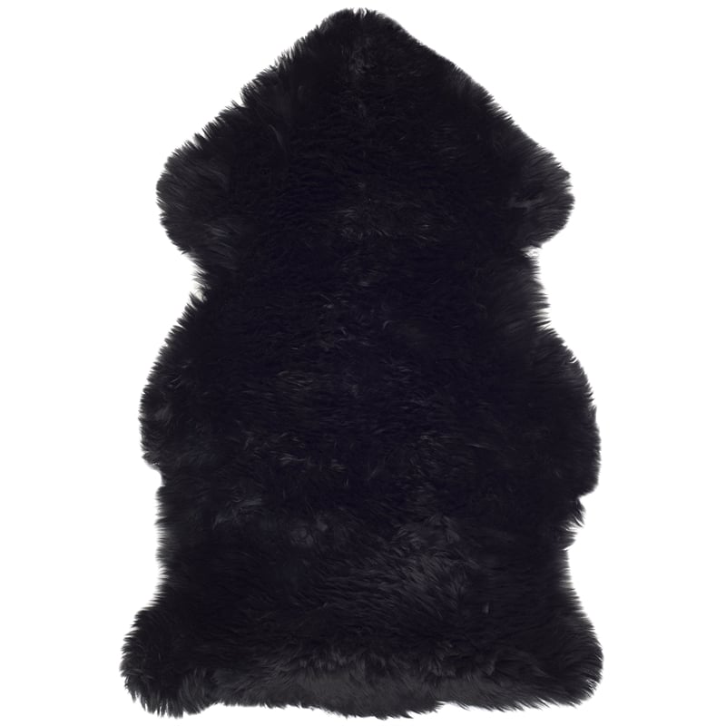 Maklaine 2' X 3' Natural Sheep Skin Rug in Midnight Black