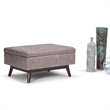 Maklaine Faux Leather Storage Coffee Table Ottoman in Taupe