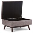 Maklaine Faux Leather Storage Coffee Table Ottoman in Taupe