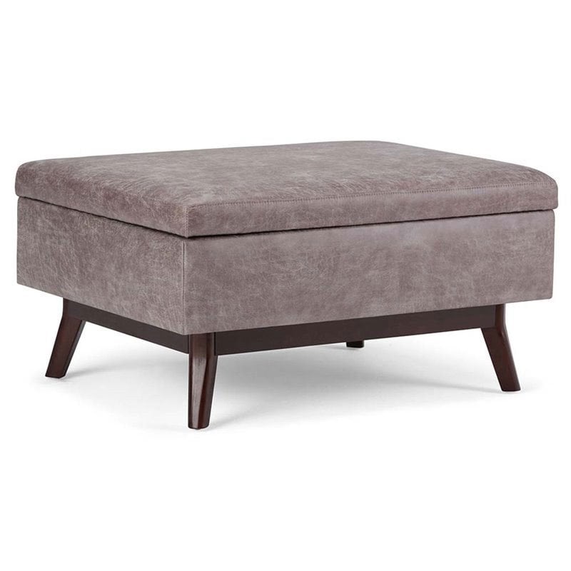 Maklaine Faux Leather Storage Coffee Table Ottoman In Taupe From Homesquare Accuweather Shop