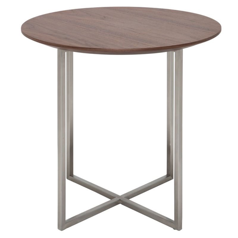 Maklaine Round End Table in Walnut Cymax Business