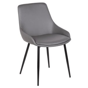 Maklaine 32.5&quotH Modern Faux Leather Gray Dining Chair in Gray