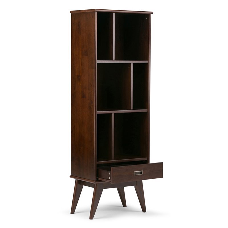 Maklaine 6 Shelf Bookcase in Medium Auburn Brown