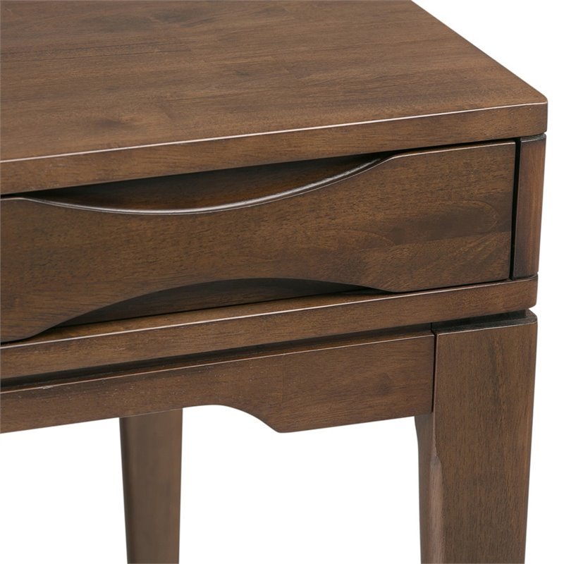 Maklaine Mid-Century Solid Wood Computer Desk in Walnut Brown