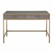 Maklaine Faux Shagreen Writing Desk in Gray and Brushed Gold