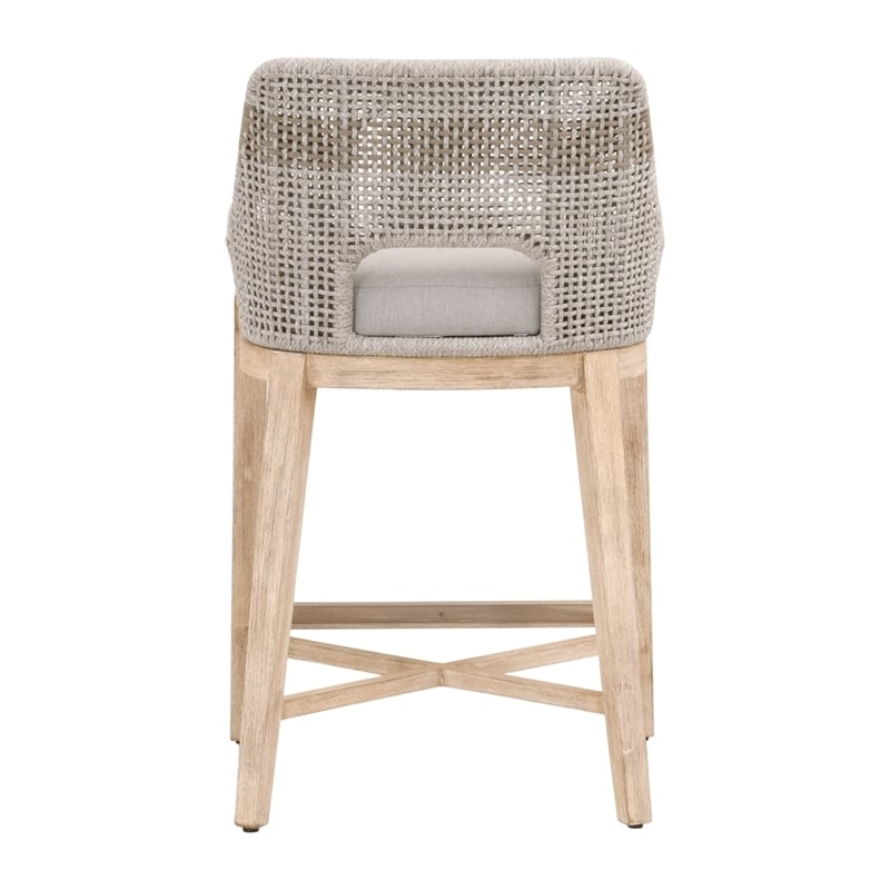 Maklaine Fabric Bar Stool Chair in Gray With Semi-circle Seat & Footrest