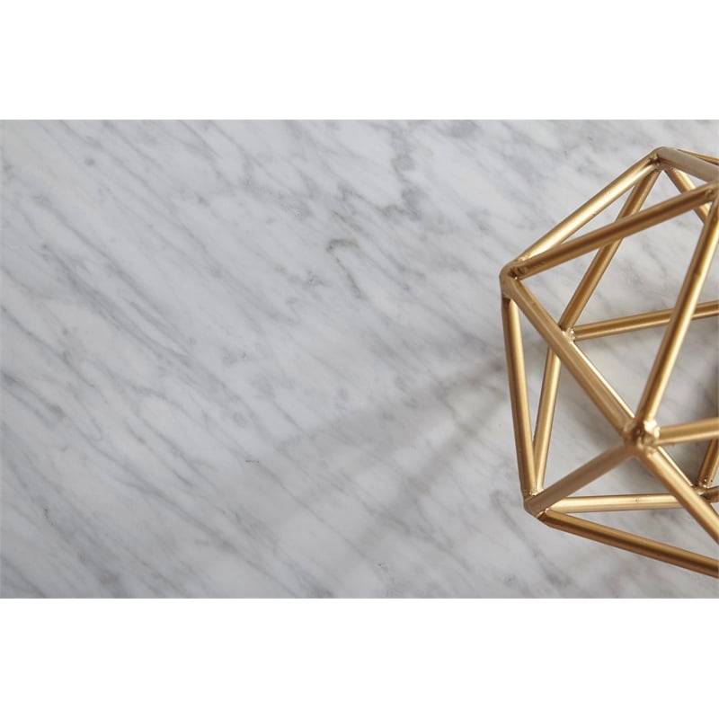 Maklaine 2 Piece Marble Top Nesting Coffee Table in White and Gold