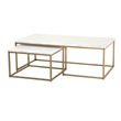 Maklaine 2 Piece Marble Top Nesting Coffee Table in White and Gold