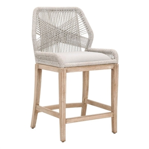 Maklaine 26&quot Transitional Fabric/Aluminum Counter Stool in Taupe/Natural Gray