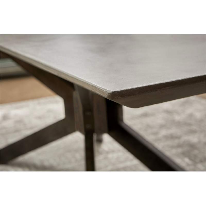 Maklaine Dining Table in Ash Gray and Distressed Black