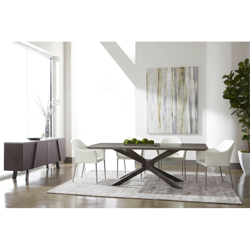 Maklaine Dining Table in Ash Gray and Distressed Black