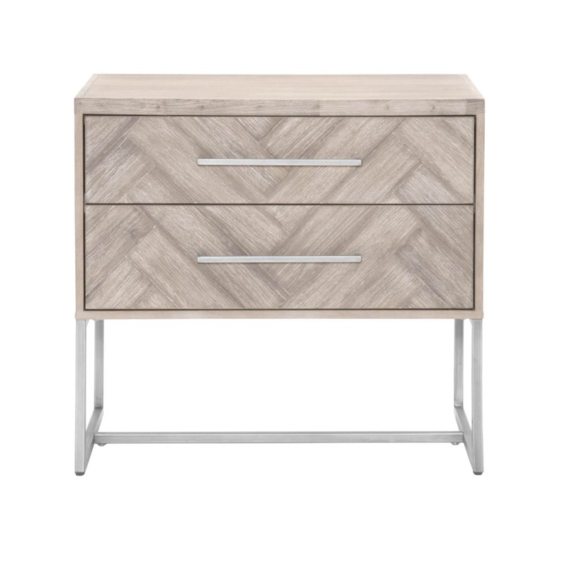 Maklaine 2 Drawer Nightstand in Natural Gray