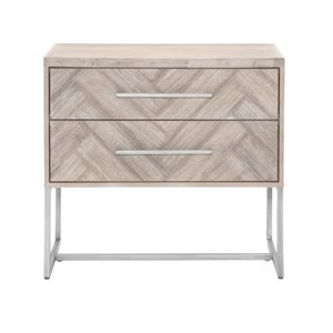 Maklaine 2 Drawer Nightstand in Natural Gray