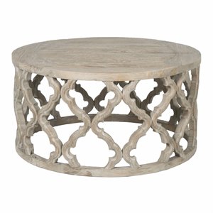 maklaine intricate carve coffee table in smoke gray