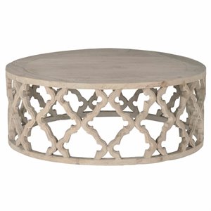 maklaine intricate carve large coffee table in smoke gray