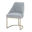 Maklaine Velvet Dining Side Chair in Gray and Brushed Gold (Set of 2)