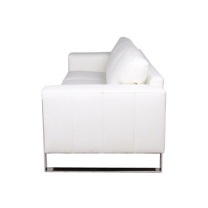 Maklaine White Leather MidCentury Modern Sofa With Metal Leg Cymax Business