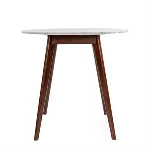 Maklaine 31&quot Marble Dining Table in White and Walnut