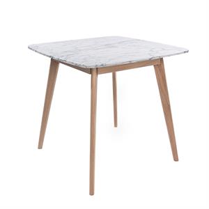Maklaine 31&quot Marble Dining Table in White and Oak