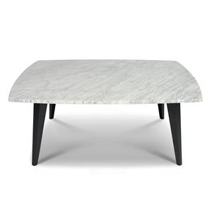 Maklaine 36&quot Italian Marble Coffee Table in White