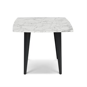 Maklaine 24&quot Italian Marble Side Table in White