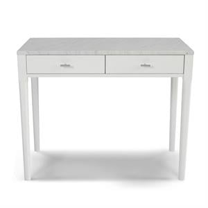 Maklaine 36&quot Italian Marble Top Console Table in White