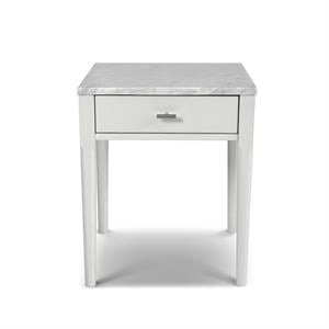Maklaine 18&quot Italian Marble Top End Table in White