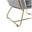 Maklaine Velvet Accent Arm Chair with Metal Base in Gray